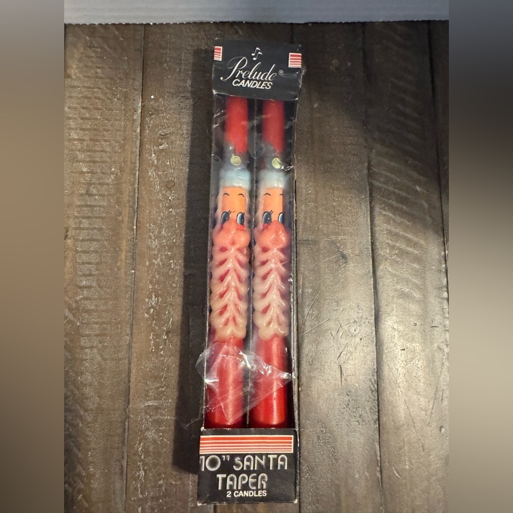 Vintage Prelude Candles Tapered 10" Whimsical Santa Candles